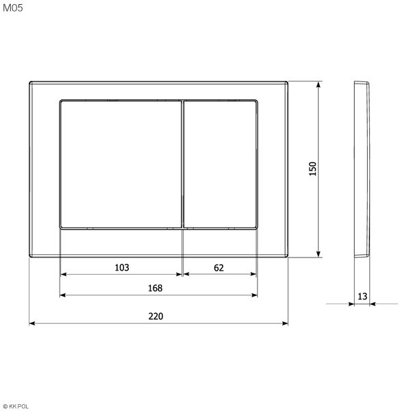 KK-POL 350/ZPW/425-057-S0 Standard Комплект для монтажа инсталляции, с клавишей M05, цвет чёрный матовый, с прокладкой звукоизолирующей