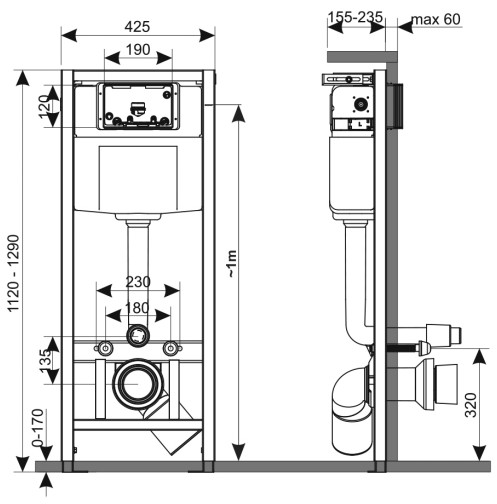 KK-POL 350/ZPW/425-055-S0 Standard Комплект для монтажа инсталляции, с клавишей M05, цвет белый глянцевый, с прокладкой звукоизолирующей